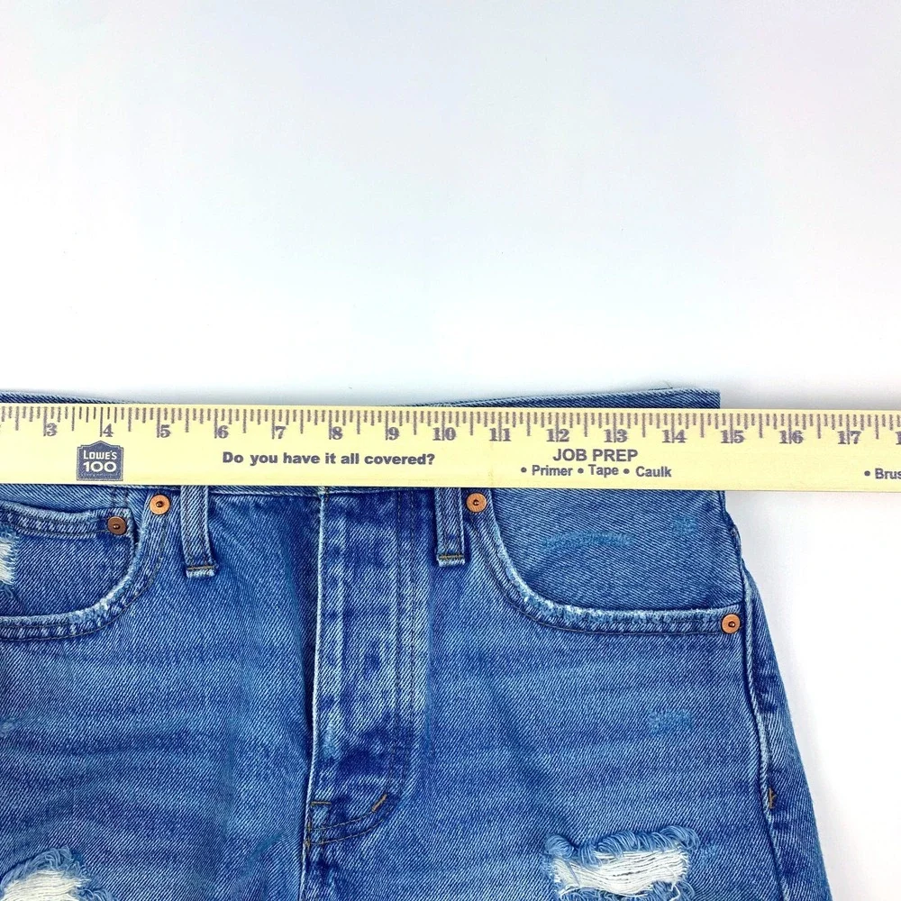 Madewell Womens Sz 24 Relaxed Denim Shorts‎ Homecrest Wash Ripped Edition Button